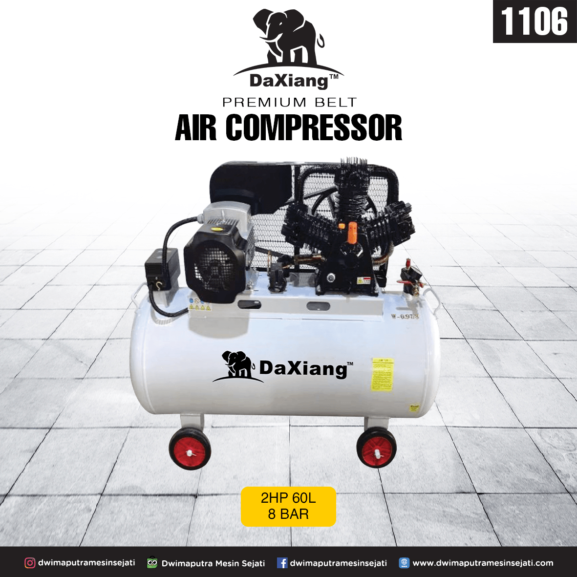 KOMPRESOR PISTON LISTRIK 2HP 60L