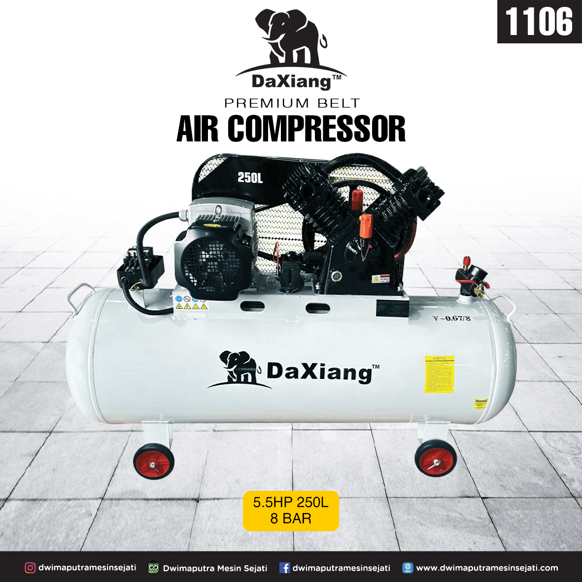 KOMPRESOR PISTON LISTRIK 5.5HP 250L