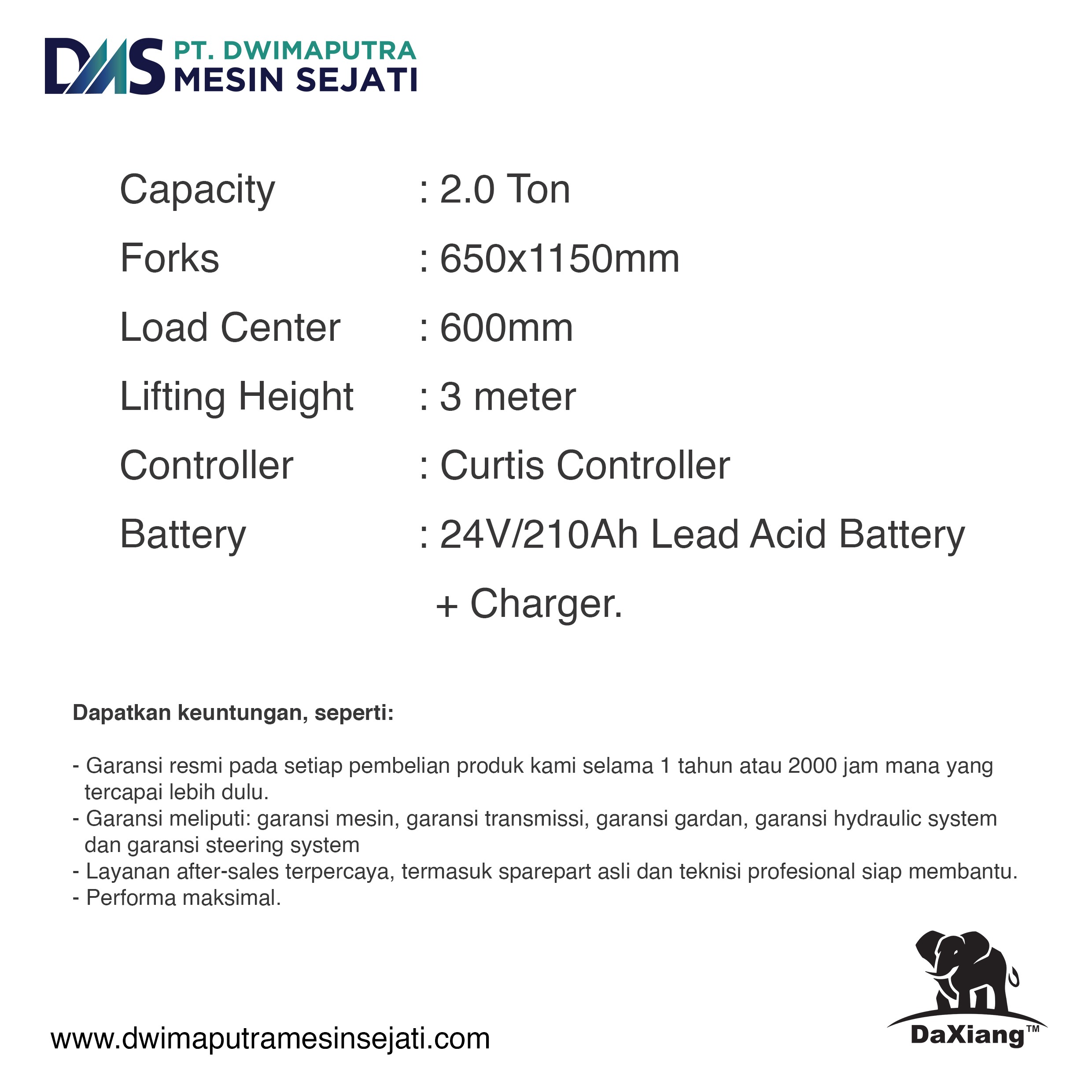 DAXIANG ELECTRIC STACKER 2T - Image 3