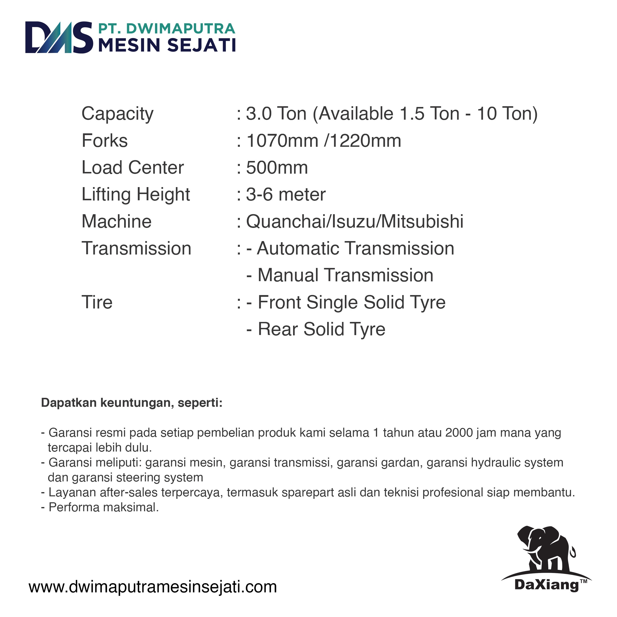 DAXIANG DIESEL FORKLIFT 3T - Image 3