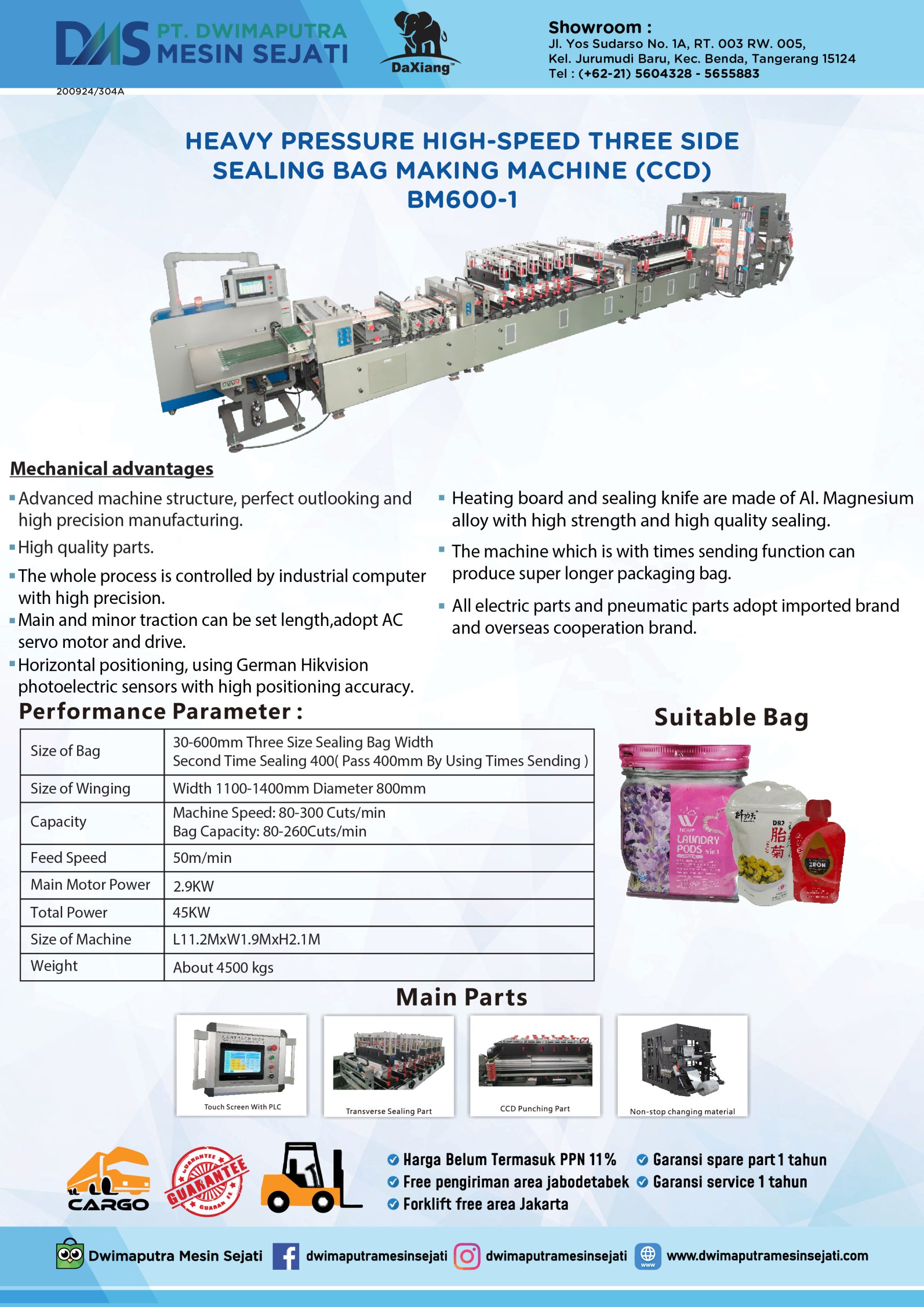 HEAVY PRESSURE HIGH-SPEED THREE SIDE SEALING BAG MAKING MACHINE (CCD) - Image 4