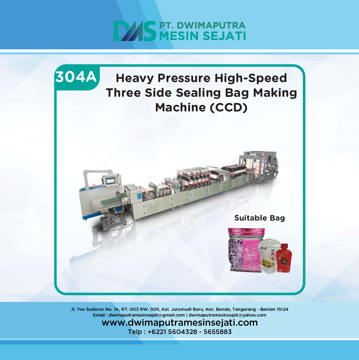 HEAVY PRESSURE HIGH-SPEED THREE SIDE SEALING BAG MAKING MACHINE (CCD) - Image 3
